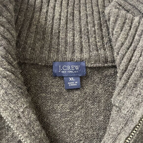 J Crew Mens Army Green 1/4 Zip Pullover 100% Lambs Wool Sweater Mock Neck Sz XL - Picture 4 of 6